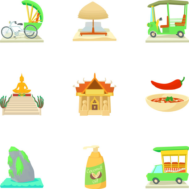 泰国国家图标设置卡通风格图片下载