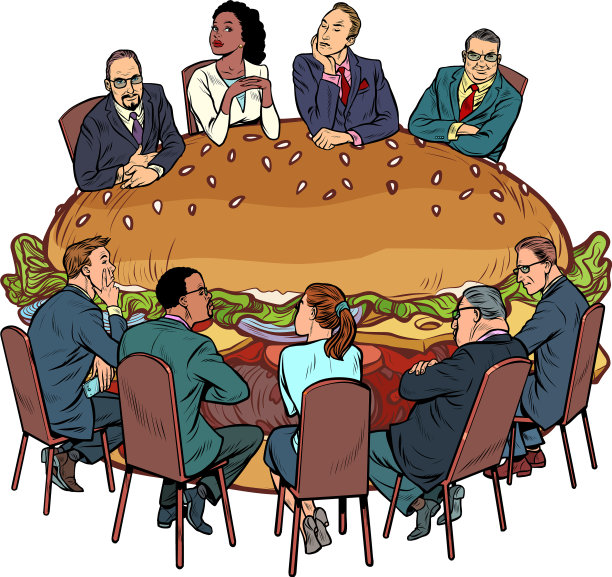 一群人在一家餐馆里吃汉堡图片下载