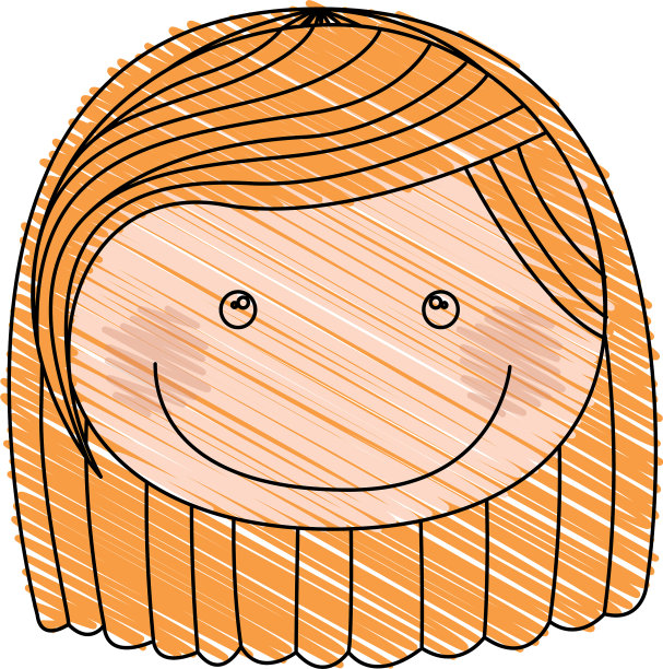 彩色铅笔画的漫画正面女孩图片下载