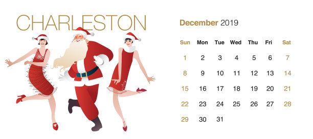 2019年舞蹈日历12月圣诞老人大胡子图片下载