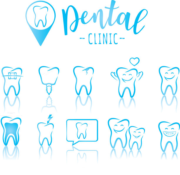 牙科诊所的一套牙科符号图片下载