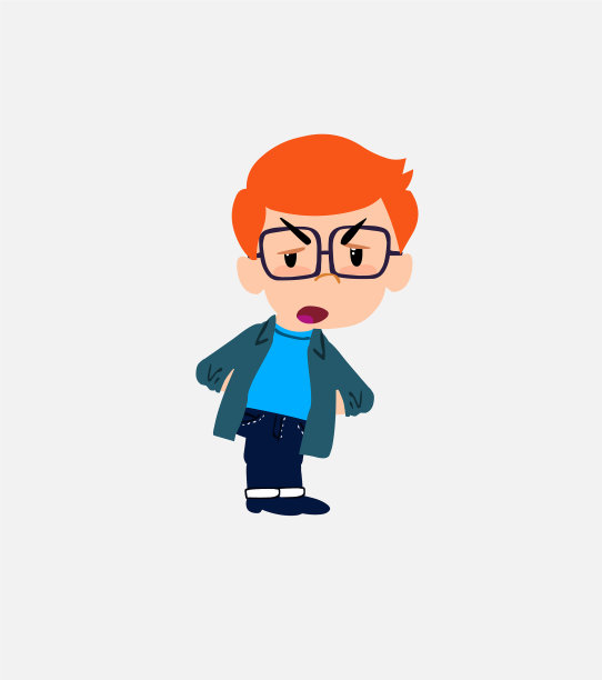 戴眼镜的白人男孩有点生气图片下载