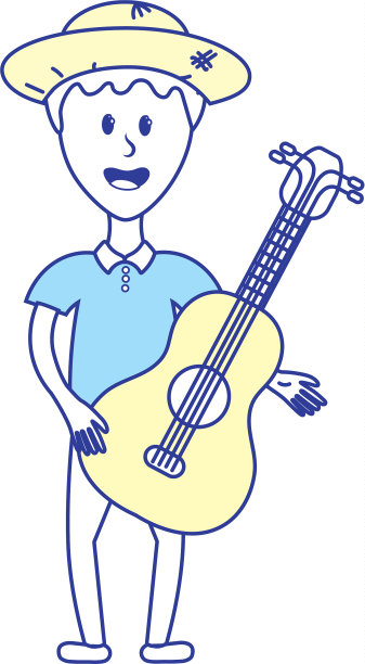 戴着帽子和吉他的男人图片下载