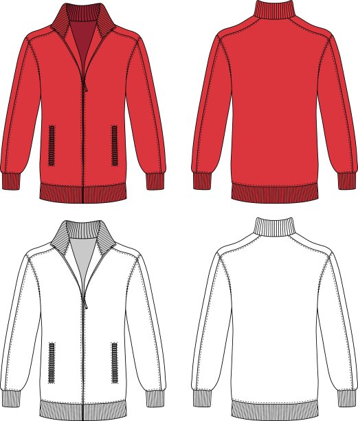 红色拉链长袖夹克图片下载