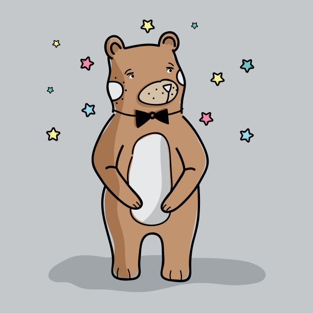 可爱的野生熊与黑色领结图片下载