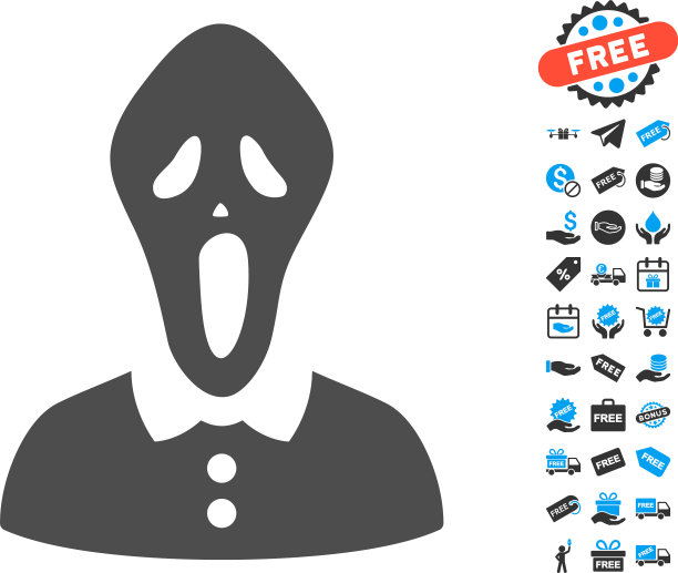 恐怖平面图标与免费奖励元素图片下载