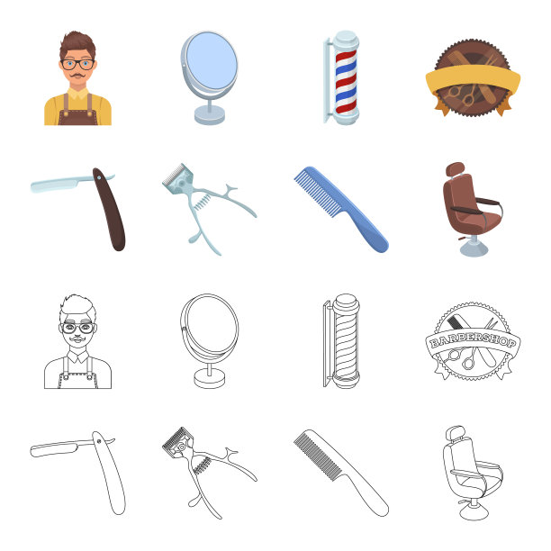 一把剃须刀、一把机械理发器、一把扶手椅图片下载