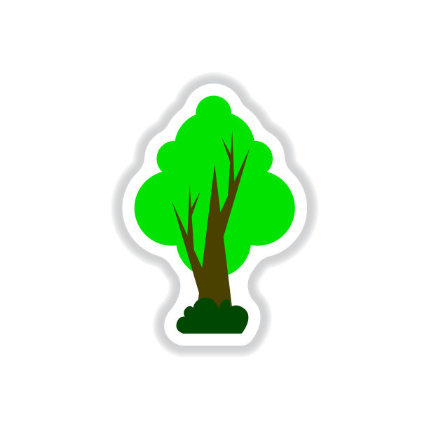 一组标签与阴影树图标树图片下载