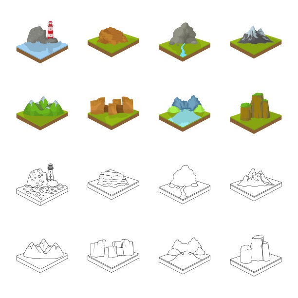 山、石、山水、浮雕图片下载