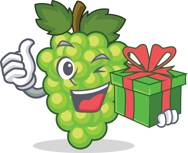 用绿葡萄作为礼物的吉祥物卡通图片下载