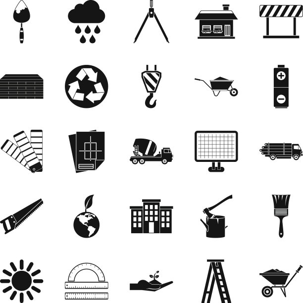 建筑工地图标设置简单的风格图片下载