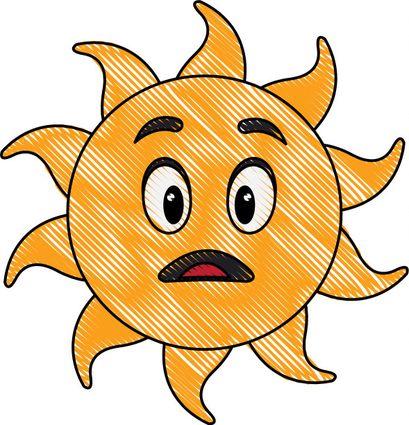 可爱的手画微笑的卡通人物太阳图片下载