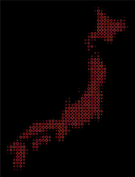 半色调红色日本地图图片下载