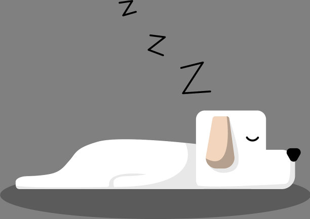 白色睡眠狗卡通设计横幅图片下载