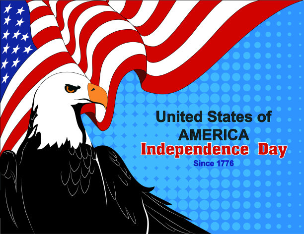 美国独立日贺卡与国旗图片下载