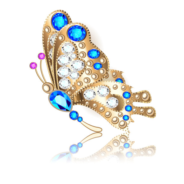 珠宝首饰中珍贵的金蝴蝶胸针图片下载