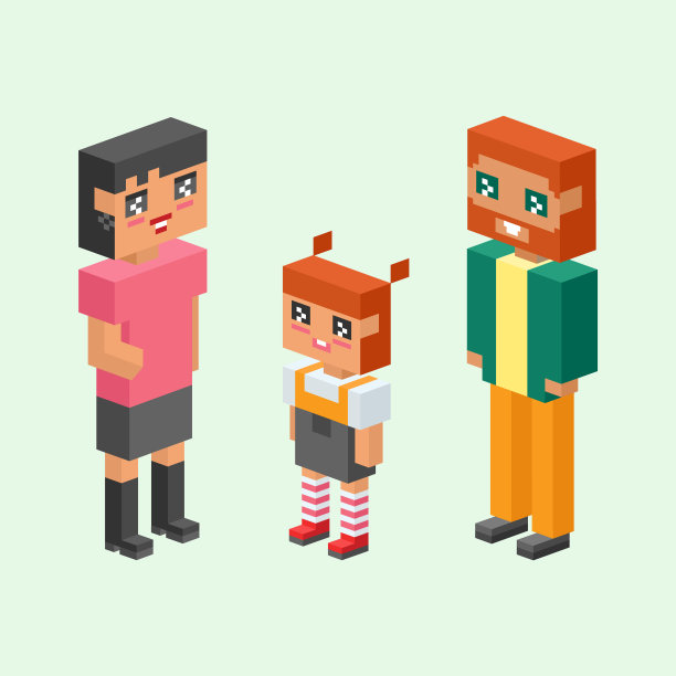 3d等距家庭夫妇孩子孩子人图片下载