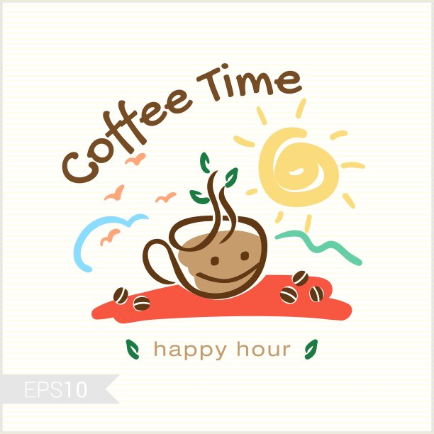 一套复古的咖啡徽章标签标识设计图片下载