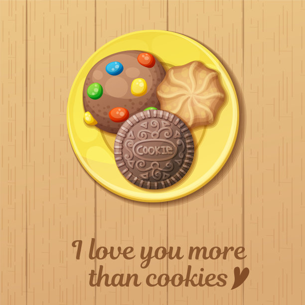 黄色盘子与三个圆形饼干俯视图图片下载