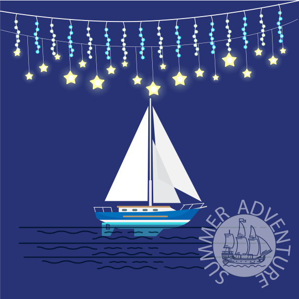 带花环的夏季冒险旅行游艇图片下载