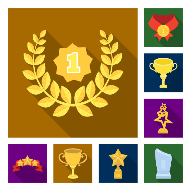 奖项和奖杯平面图标集合图片下载