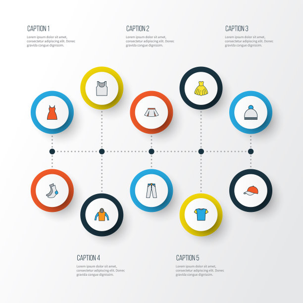 服装彩色轮廓图标集合图片下载