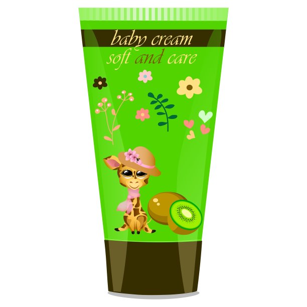 婴儿乳霜管与儿童设计图片下载