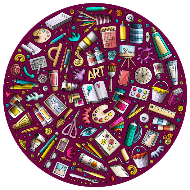 彩色的艺术卡通涂鸦对象图片下载