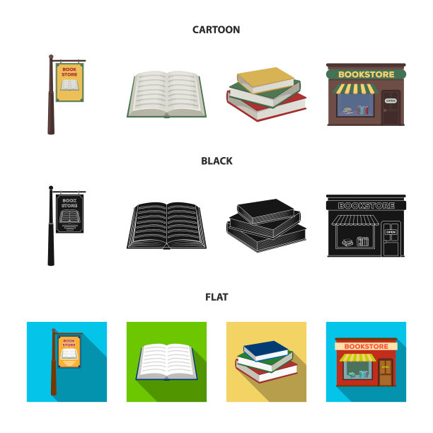 一个招牌，一个书店，一堆书，一个图片下载