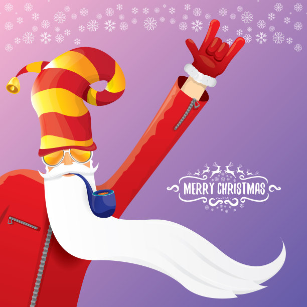 DJ摇滚圣诞老人与吸烟图片下载