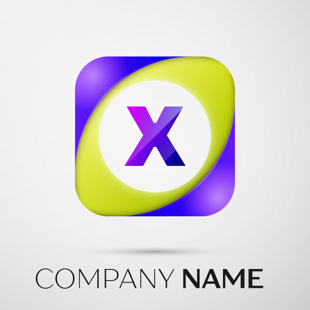 字母x标志符号在彩色广场上图片下载