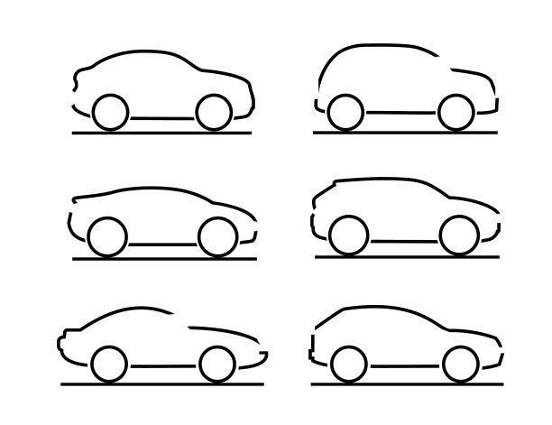 一套黑色汽车图标-股票图片下载