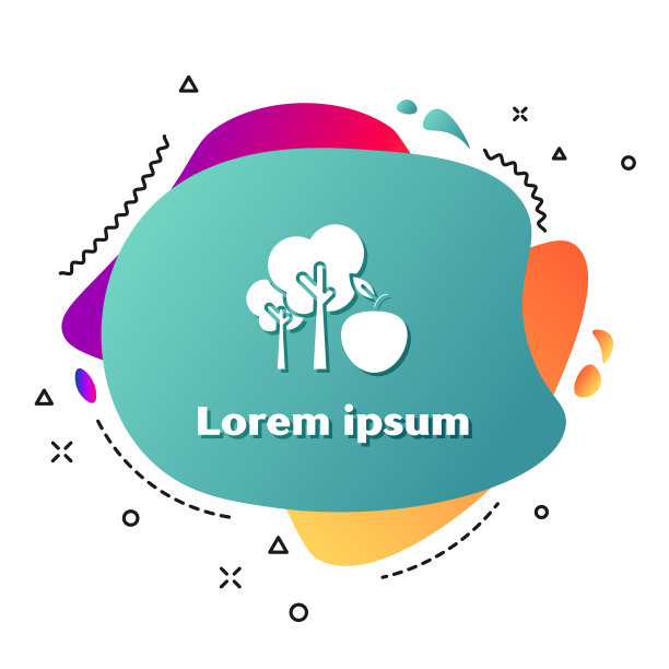 白色树与苹果图标孤立在白色图片下载