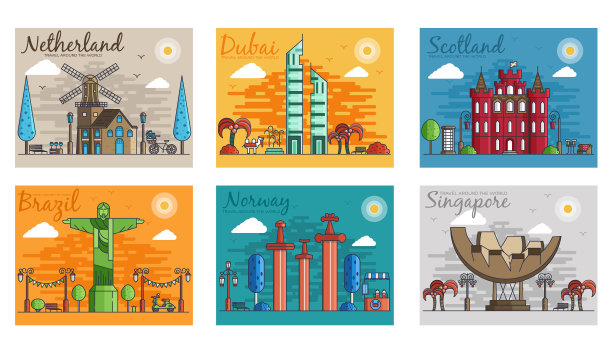 不同城市的旅游目的地图片下载