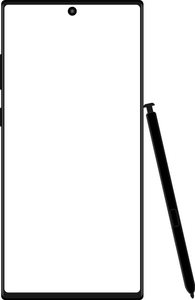 现代线框智能手机与手写笔隔离图片下载