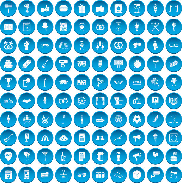 100个事件图标设置为蓝色图片下载