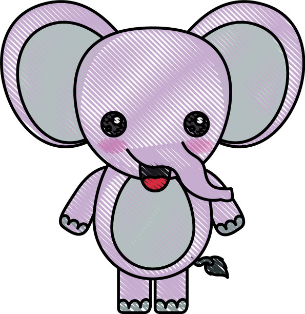 彩色蜡笔剪影卡哇伊漫画可爱图片下载