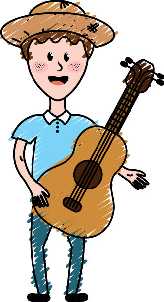 戴着帽子和吉他的男人图片下载