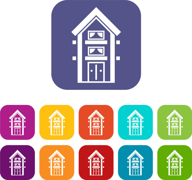 带有阳台的两层房子图标集图片下载