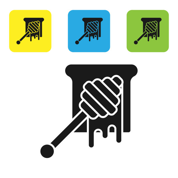 黑色蜂蜜长柄滴落蜂蜜图标图片下载