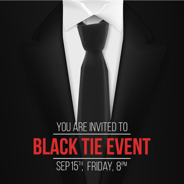 黑色西装，黑色领结活动邀请模板图片下载