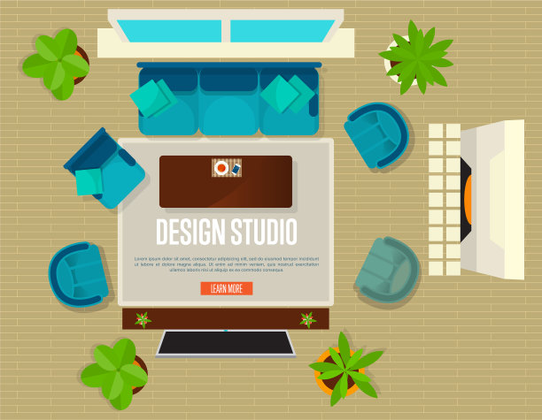 设计工作室概念与顶视图公寓图片下载