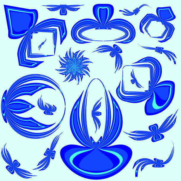 一套蓝色框架从弓的文字设计或图片下载