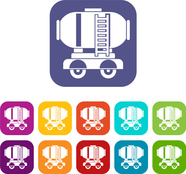 货车储油罐与石油图标集图片下载