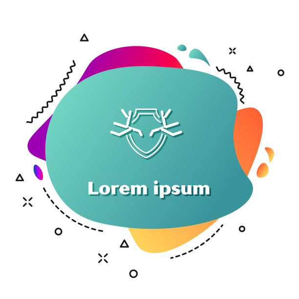 白色鹿角上的盾牌图标孤立上图片下载