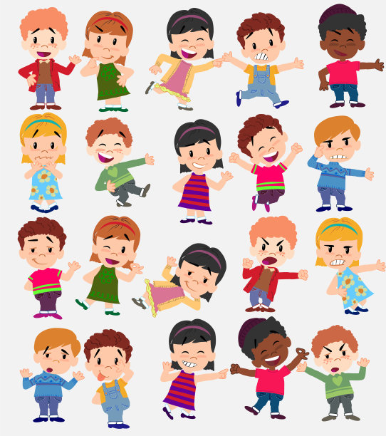 卡通人物男孩和女孩设置图片下载