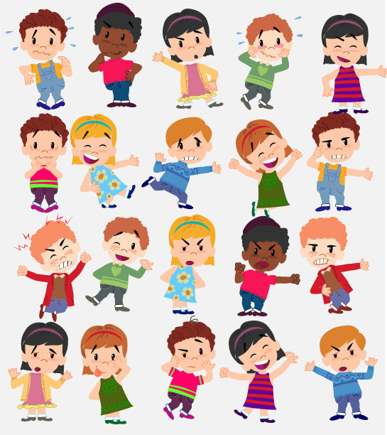 卡通人物男孩和女孩设置图片下载