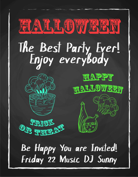 万圣节假期粉笔海报为派对纹理图片下载