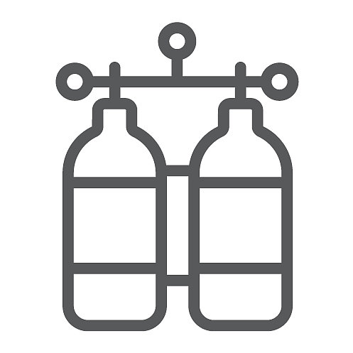 潜水和水下氧气罐线性图标图片下载
