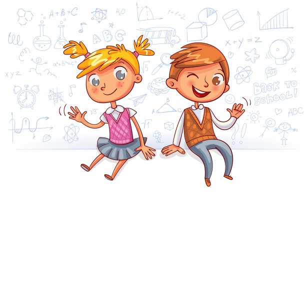 快乐的孩子们坐在一张巨大的空白海报上图片下载